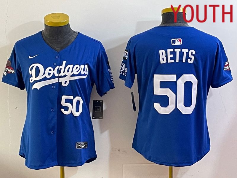 Youth Los Angeles Dodgers #50 Betts Blue Game 2024 Nike MLB Jersey style 12052